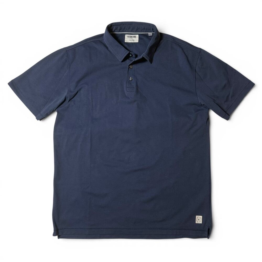 Linksoul Golf Polo Mens Size L Dark Blue Organic Cotton Performance Stretch